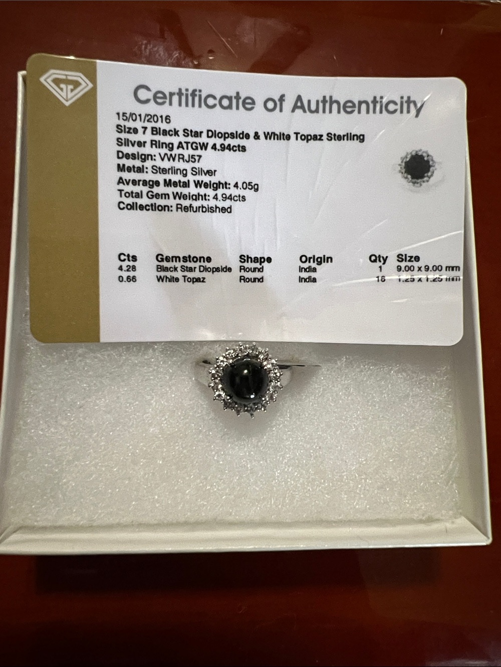 Black Star Diopside Halo Sterling Ring